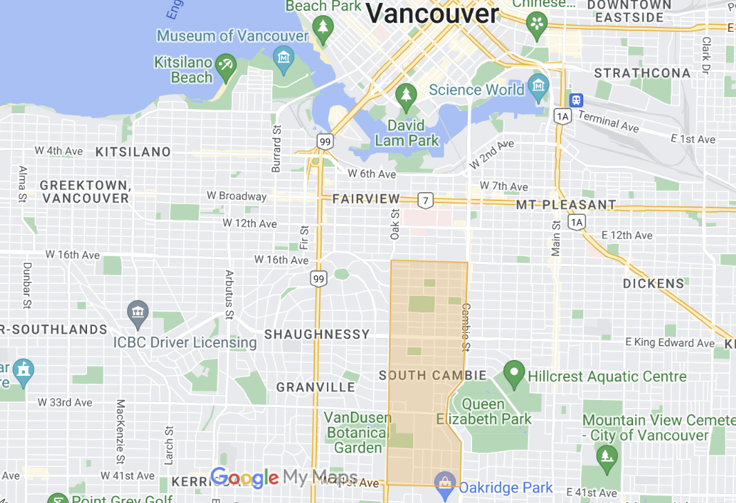 South Cambie Map